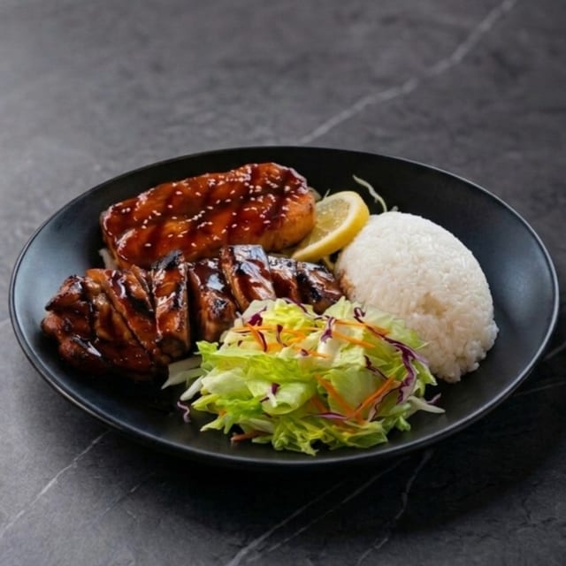 Chicken & Salmon Teriyaki Combo.