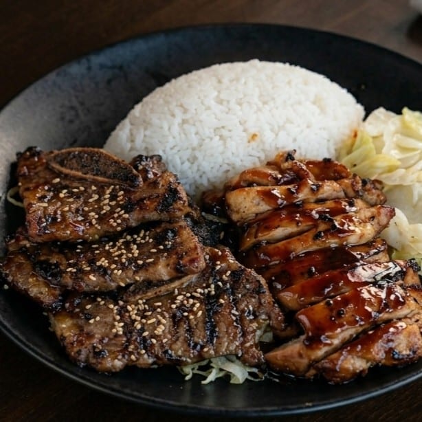 Chicken & Beef Short Ribs Teriyaki Combo.